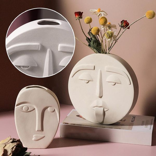 

vases human face shaped ceramic flower simple innovative arrangement modern for home decoration decoracion salon casa