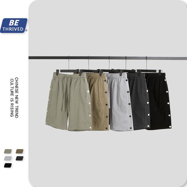 

be men's clothing - 2021 summer high street woven , side breasted, american street fashion brand shorts inf, Black
