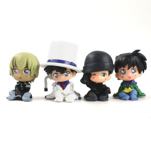

4pcs/lot 4-5cm Detective Conan Mini Figures Toy Furuya Rei Akai Shuuichi PVC Cute Model Dolls