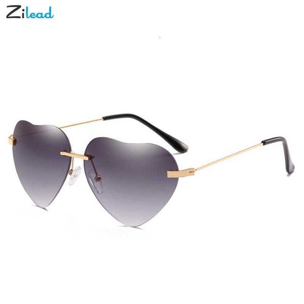 

aviator sunglasses zilead love heart sunglasses women brand designer gradient rimless cute cat eye vintage sun glasses oculos de sol, White;black