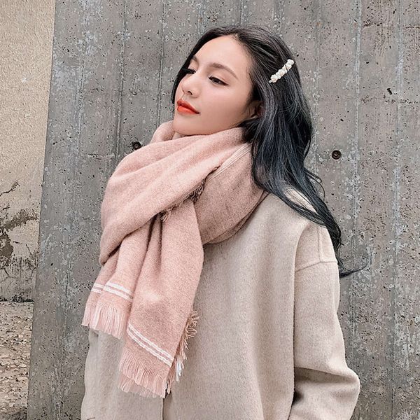 

str cashmere frame tassel scarf new icelandic wool autumn and winter shawl for women 2020, Blue;black