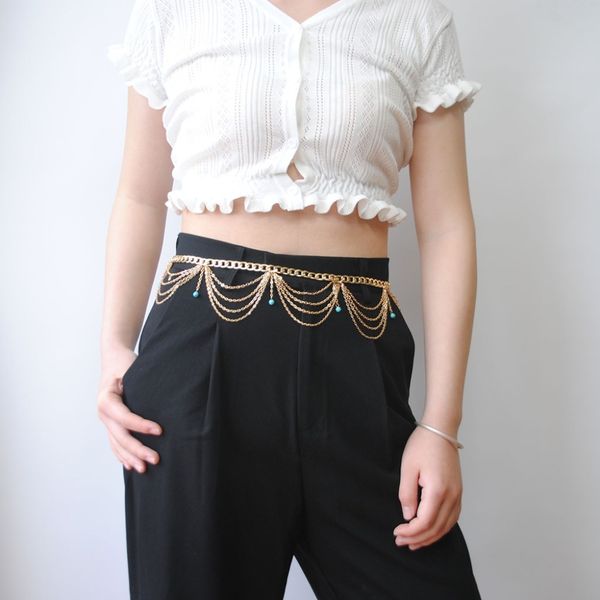 

womens fashion gold faux body belly waist chain bikini beach harness chains necklace jewelry, Silver