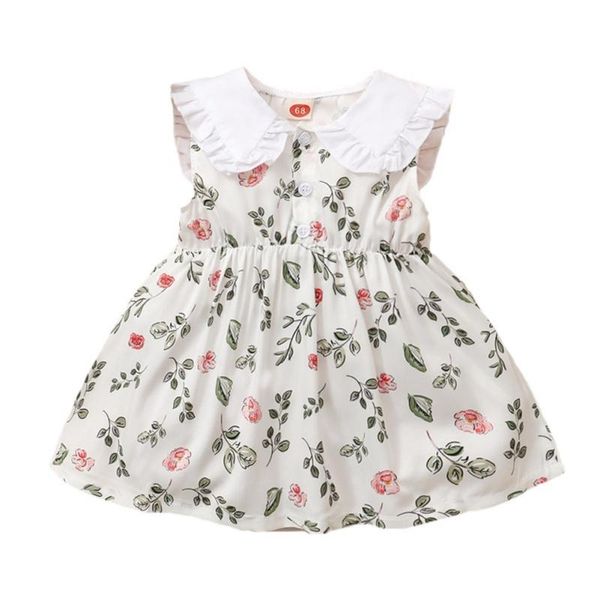 

girl's dresses 2021 cute little baby girls dress children summer floral pattern girl sleeveless kids princess, Red;yellow