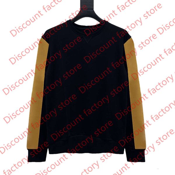 

new fashion sweatshirt hoodie couples letter print pullover mens round neck long sleeves with checked pattern on the arm, Black