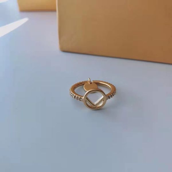 

new brass diamond inlaid letter multi-layer index middle finger versatile ring female, Silver