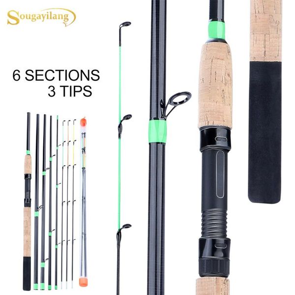

sougayilang orange/green/black lengthened handle feeder fishing rod 6 section l m h power carbon fiber travel rod fishing tackle