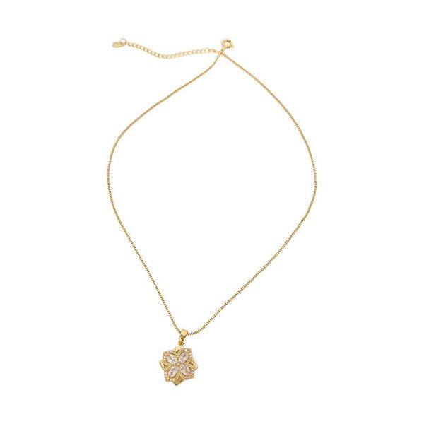 

chains creative fortunes four which can rotate crystal necklace design feeling small temperament of the clavicle chain, Silver
