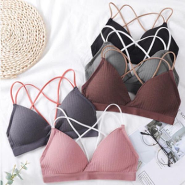 

vime bra deep v backless bra wireless seamless soft cup bras women invisible thin cup padded comfortable solid, Red;black