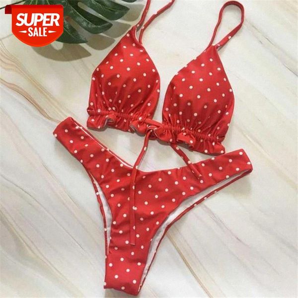 

2019 new women swimsuit women yellow bikinis beach dot string swimwear bathing suit maillot de bain brazilian biquini #va6z, White;black