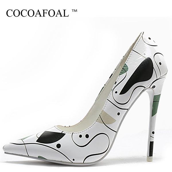 

dress shoes cocoafoal women's high heels woman bridal heel plus size pointed toe white wedding pumps party stiletto 12 cm, Black
