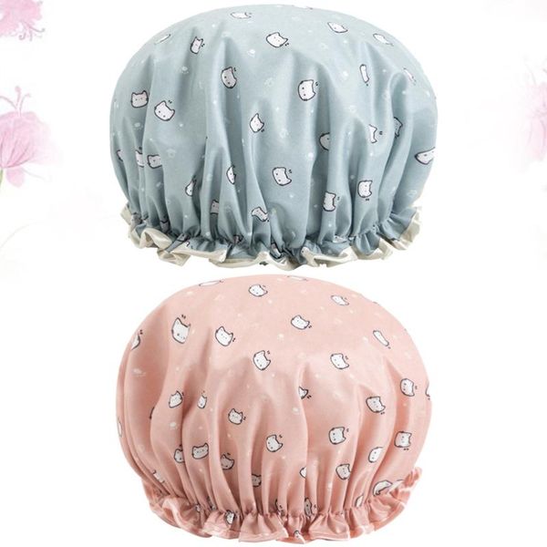 

shower caps 2pcs bathing waterproof hat beauty cap for girls home