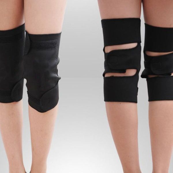 

elbow & knee pads aotu 1 pair self heating pain relief arthritis brace support patella kneepad magnetic protector belt, Black;gray