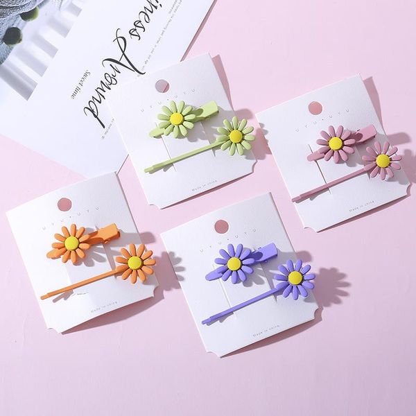 

hair accessories sunflower bobby pins clip set super sweet 2 pc matte cream candy color girls hairpins drop, Slivery;white