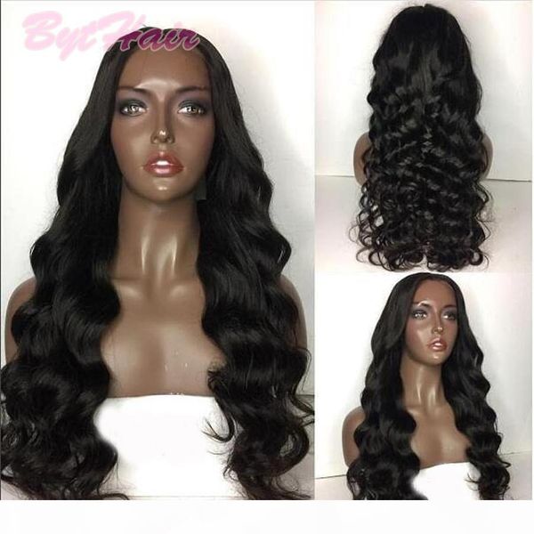 

bythair 180% density brazilian wavy full lace human hair wigs for black women remy hair loose wave lace front wigs glueless lace wigs, Black;brown