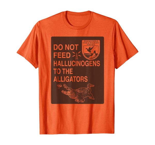 

do not feed hallucinogens to the alligators shirt hippie, White;black