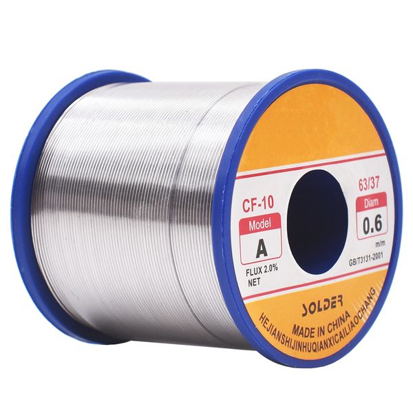 500G Rosin Core Solder Wire Rolo Não é necessário limpar 0,5 / 0,6 / 0,8 / 1.0 / 1.2 / 1.5 / 2.0mm 63/37 Flux 2,0% 45FT CF-10 Fios de lata de solda