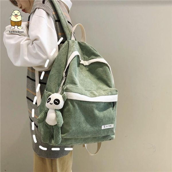 

backpack beibaobao student stripe corduroy cute women school bag teenage girl harajuku kawaii female fashion