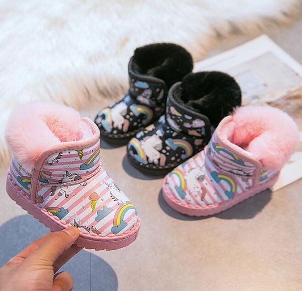 

new kids boots cartoon children snow boots fur winter boys/girls child shoes baby plush warm shoes anti-slip comfortable, Black;grey