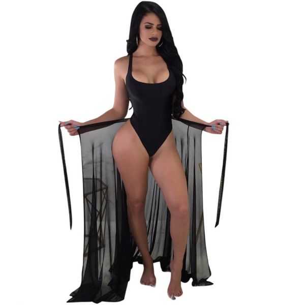 

women's swimwear 2021 summer wear european and american swimsuit gauze net perspective two-piece beach skirt k8596, White;black