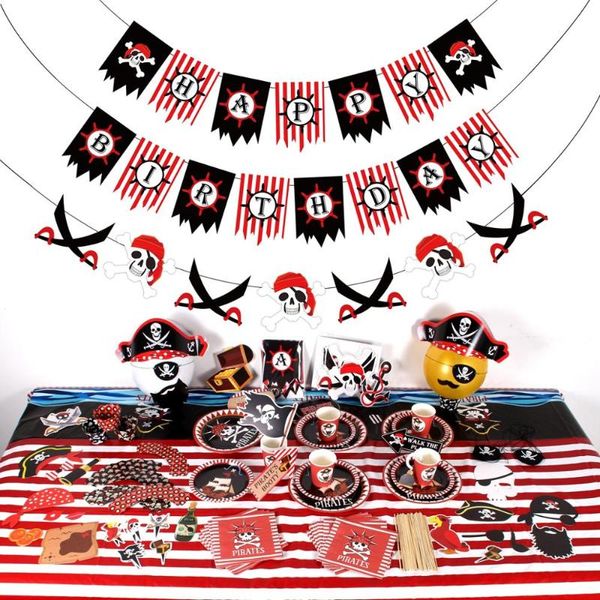 

disposable dinnerware pirate theme party tableware birthday decorations kids supplies napkins paper plates decoration