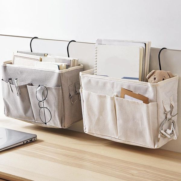 

storage bags bedside hanging organizer pocket bag wardrobe canvas bedroom bathroom magazine tote organizador pouch