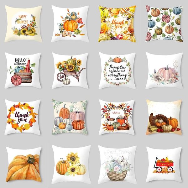 

pillow case autumn thanksgiving cover pumpkin cushion farmhouse decor polyester home sofa car 45cm*45cm