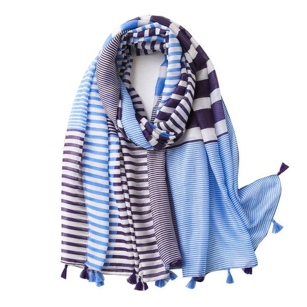 

scarves tassel viscose shawl stripe scarf neckerchief autumn winter foulards muslim hijab sjaal bufandas wrap pashmina, Blue;gray