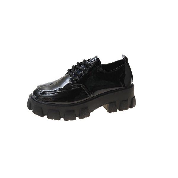 

dress shoes spring and autumn loafers women's platform high heels casual fashion work leather 2021, Black