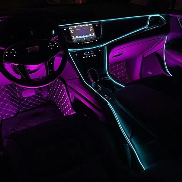 Notbeleuchtung 5m Autoinnenraumzubehör Atmosphärenlampe EL Kaltlichtlinie mit USB DIY Dekorative Armaturenbrettkonsole Auto LED Ambient