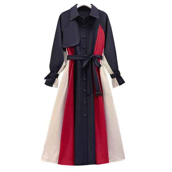 

casual dresses autumn color matching platycodon grandiflorum dress, Black;gray