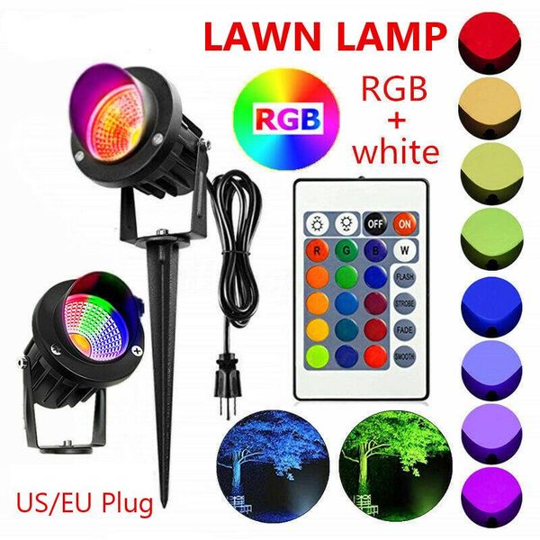 

1/2/4pcs 10w rgb garden light projector led lawn light with remote waterproof ip65 outdoor landscape spot lamp ac85-265v eu/us