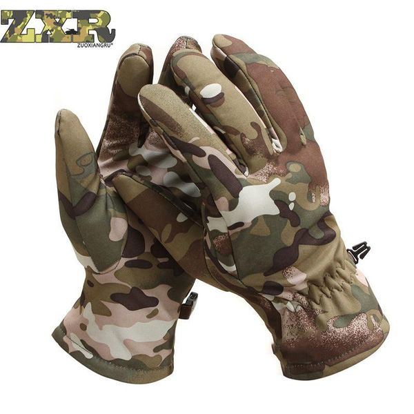 

fingerless gloves tactical soft shell camouflage winter warm waterproof windproof army bomber, Blue;gray