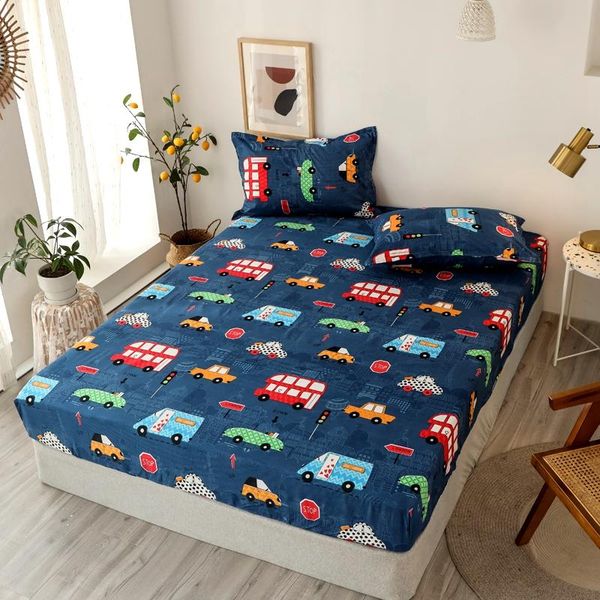 

sheets & sets boy cartoon car printing fitted sheet mattress cover four corners with elastic band bed