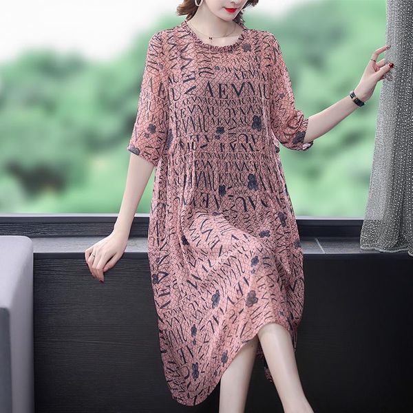 

casual dresses red print 4xl plus size beach midi sundress 2021 spring summer mulberry silk women elegant bodycon party vestidos, Black;gray