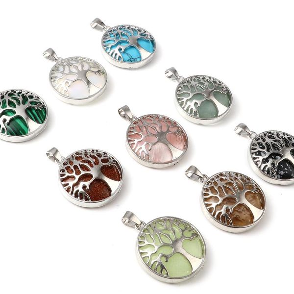 

charms religious tree pendants colorful of life at random for diy jewelry making earrings necklace accessories, Bronze;silver