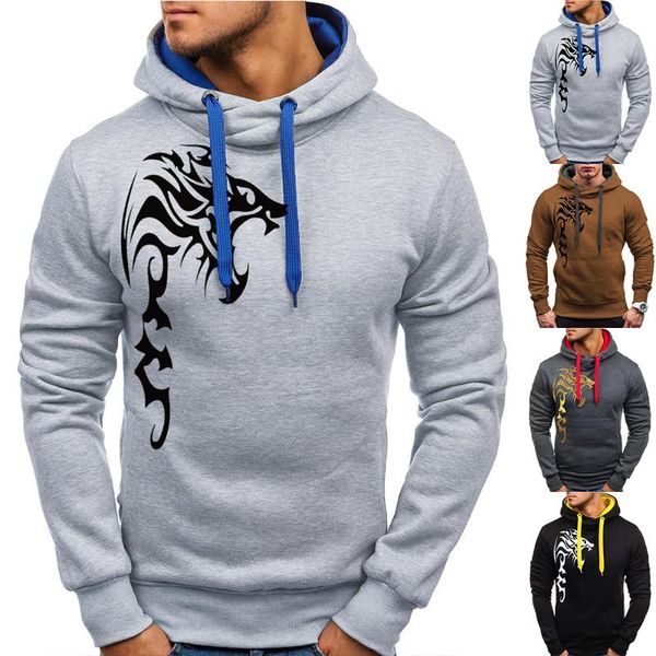

men's hoodies & sweatshirts chinese style autumn long sleeve dragon pattern sweatshirt fashion hooded pullover casual 2021, Black