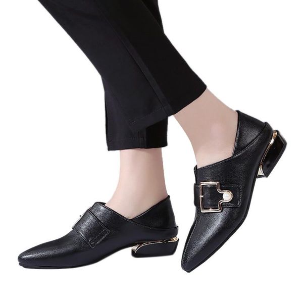 

boots nice women low heel shoes buckle slip-on spring autumn woman single ladies females work footwear ankle zapatos mujer, Black