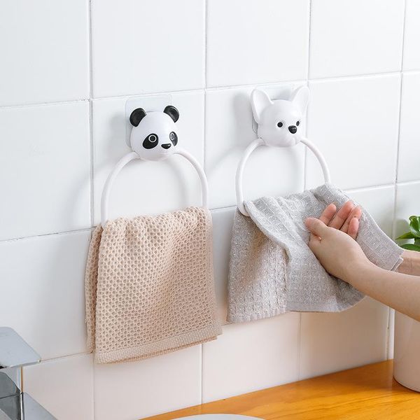 

towel racks bathroom children's hanging cartoon ring punch-rack kitchen sanitary rod single
