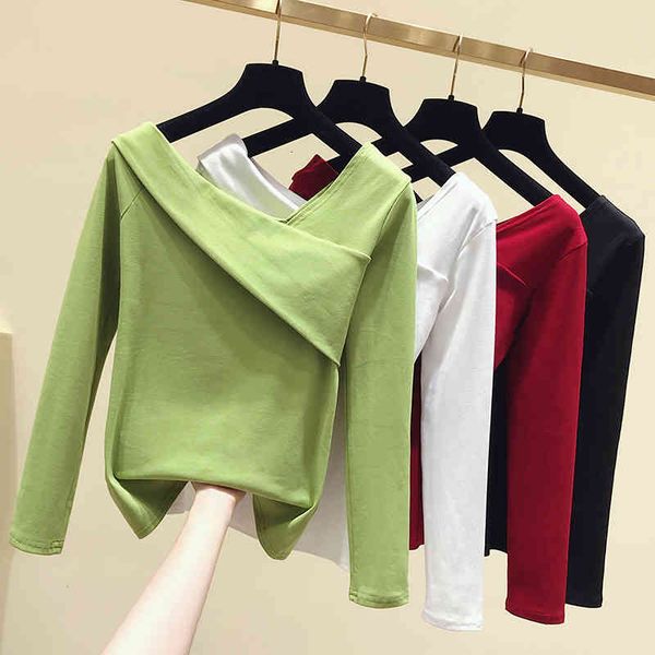 

women's sweaters long-sleeve cotton t-shirt gkfnmt, fall , , korean casual white women's shirt chic zea1, White;black