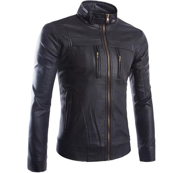 

men's fur & faux 2021 korean fashion men autunm winter brown leather jackets mens slim black zipper motorcycle jacket coats m-4xl