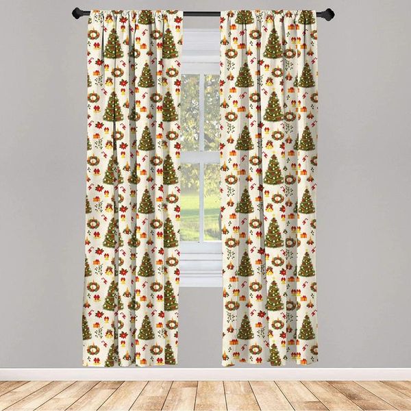 

curtain & drapes christmas curtains fir tree garland and bells ornaments xmas themed cartoon seasonal holiday window for living room