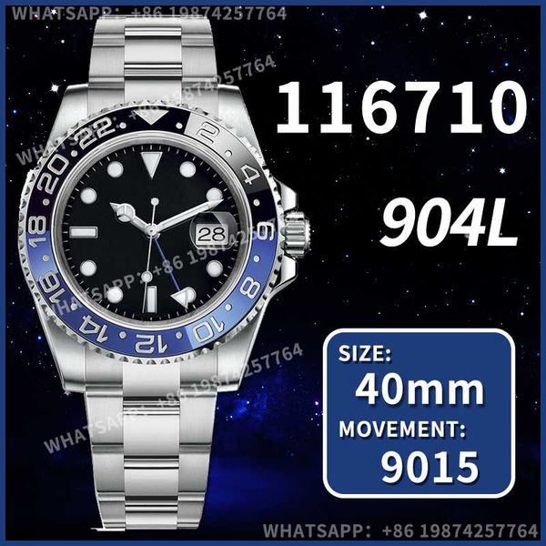 

wristwatches men's automatic mechanical watch 40mm gmt-master ii 116710 blnr black blue ceramic 904l clone, Slivery;brown