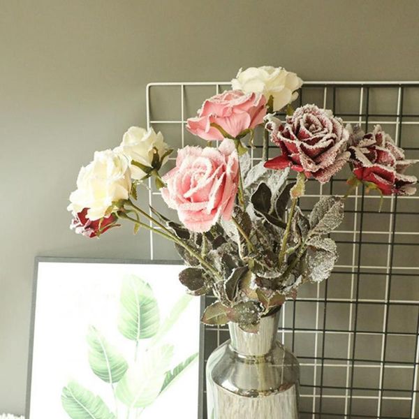 

green plants snowflake rose imitation flower wedding p prop decor ornament