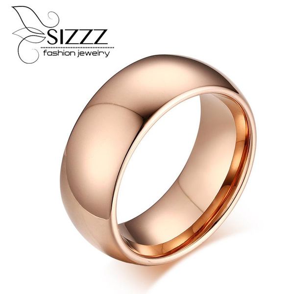 

wedding rings 2021 tungsten engagement men ring jewelry 8.0mm anel rose gold colour, Slivery;golden