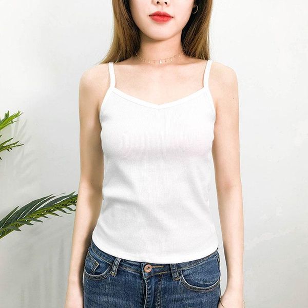 

women's tanks & camis knitted tank women white fashion sleeveless solid basic style elastic party camisole summer casual black