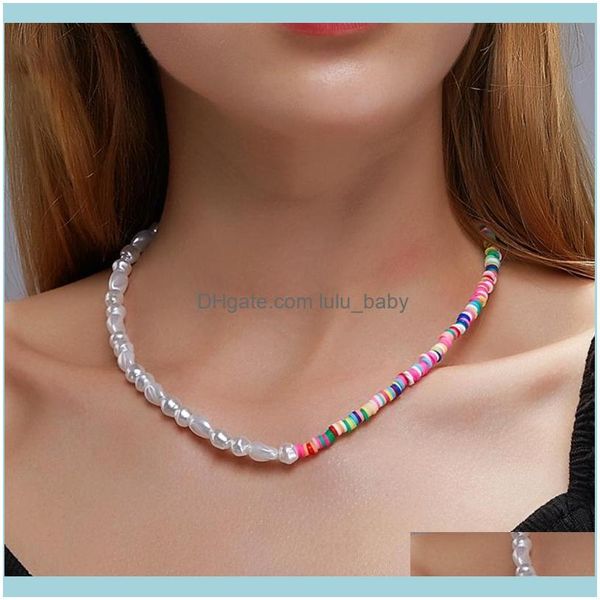 

chains & pendants jewelrychains colorful rice beads imitation pearls necklace for women gold sier color fish line necklaces female fashion j, Silver