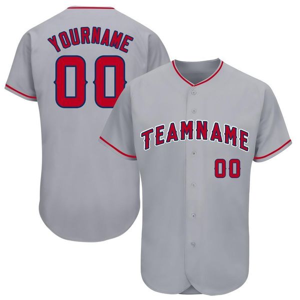 

custom gray red-navy-02 baseball jersey, Blue;black