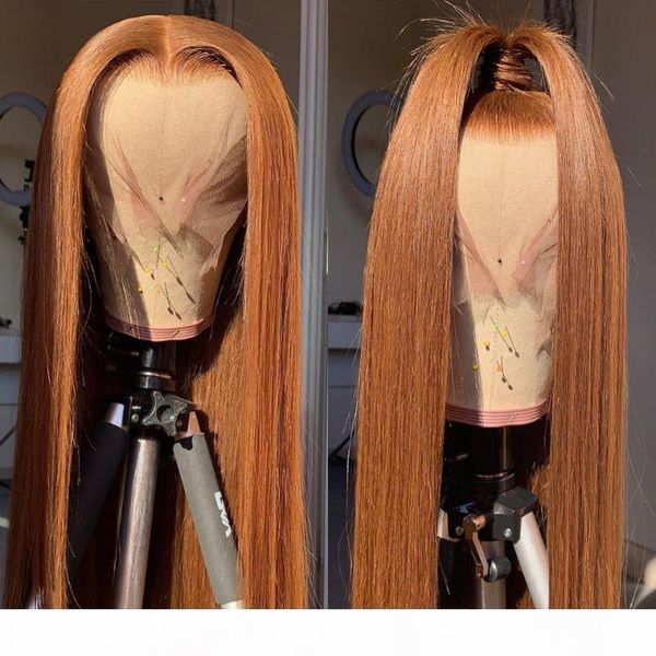 

13x4 6 transparent lace front part wig long silky straight 30#brwon colored u part wig for black women preplucked with baby hair, Black;brown