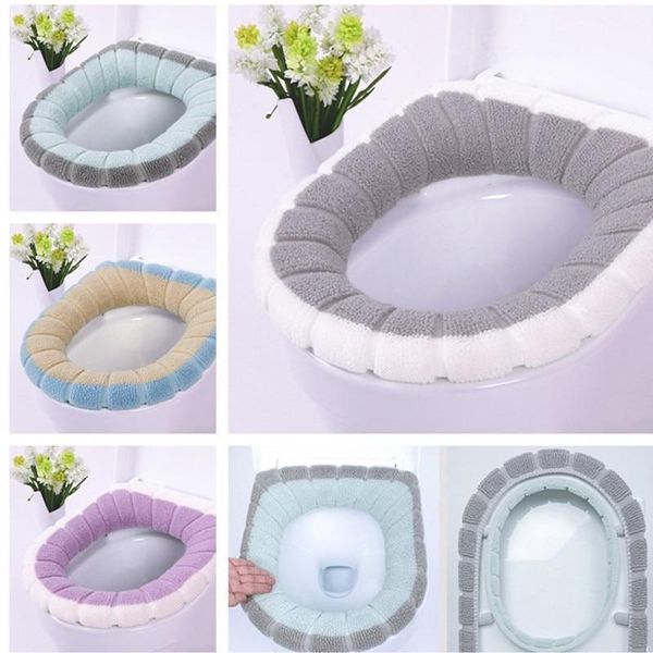 

toilet seat covers contrast color universal warm soft washable cover mat set for home decor closestool case lid
