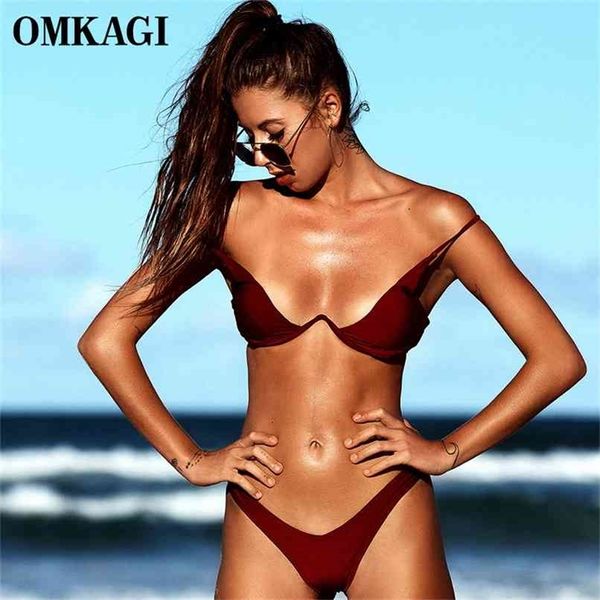 Omkagi Marka Brezilyalı Bikini Mayo Seksi Push Up Yüzme Mayo Beachwear Taban Bikini Set Mayo Kadınlar 210702